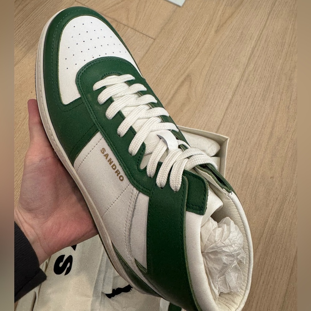NEW Sandro Magic Green & White High-Top Sneakers Men's 41 - Picture 8 of 10
